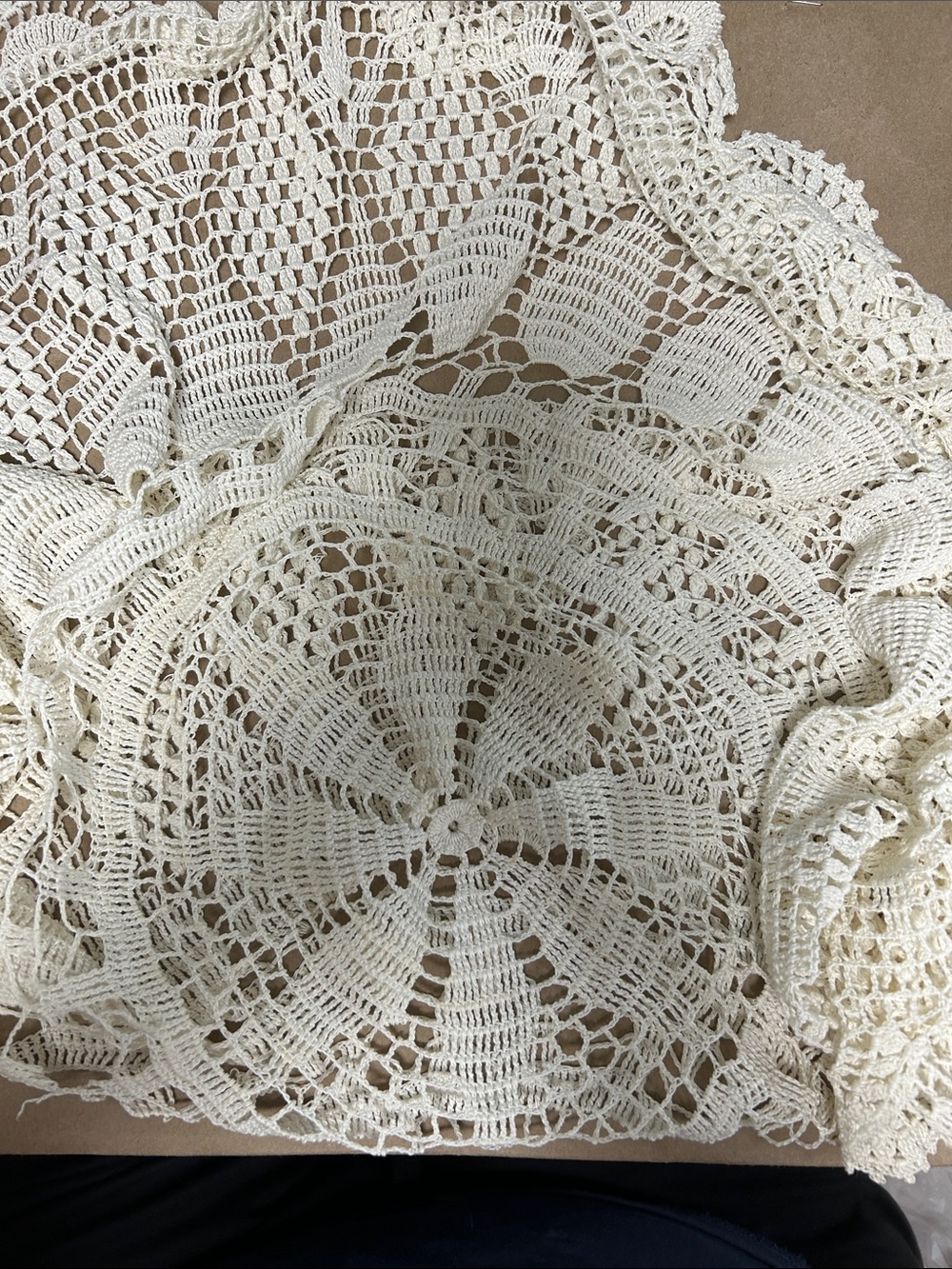 Handmade Crochet Doily - Cream Lace Table Accent